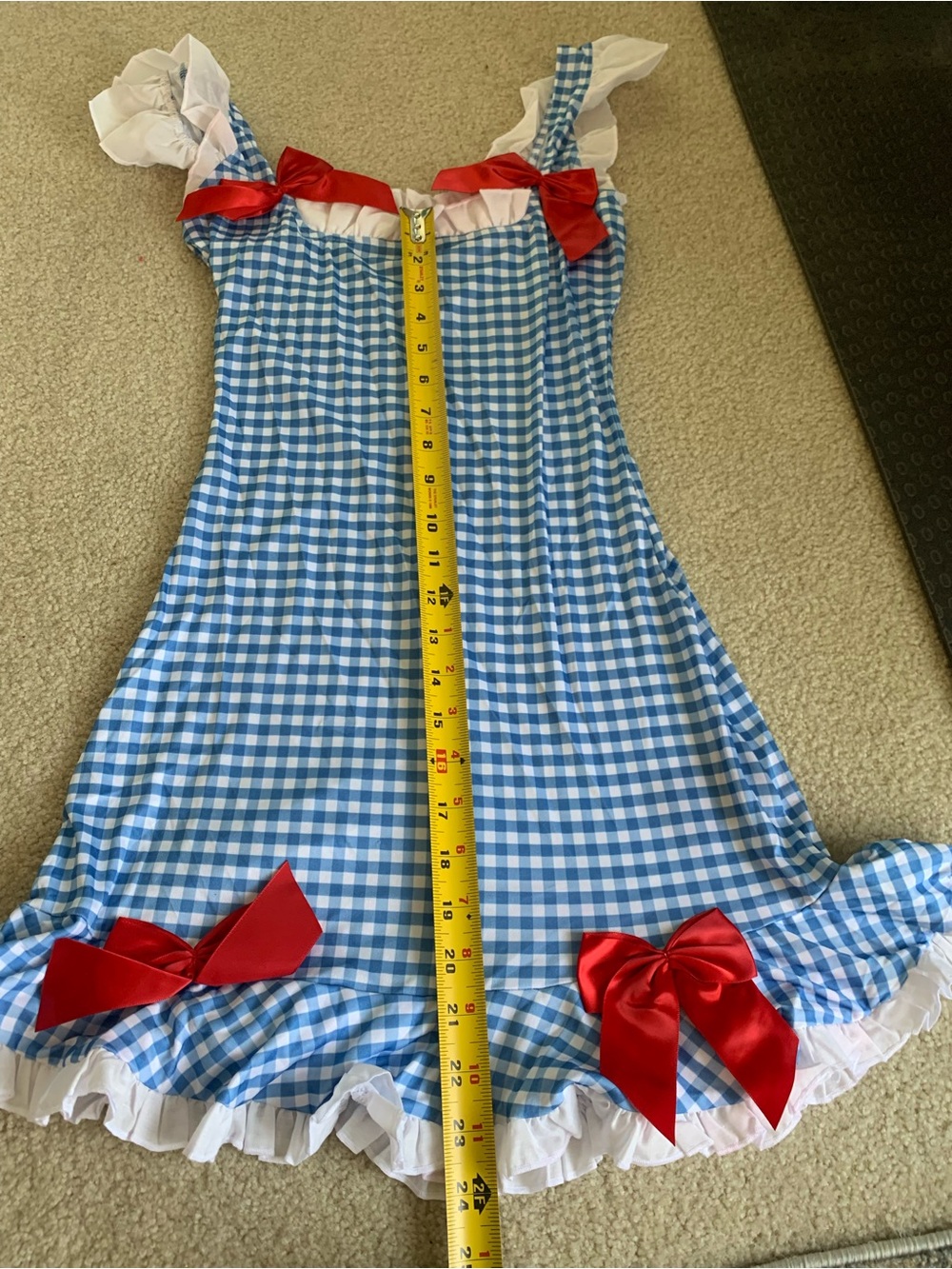 Leg Avenue Blue Gingham Dorothy Dress with Red Bows - size Small - Picture 5 of 5